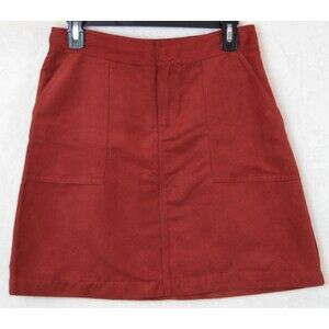 Banana Republic Sz 2 Vegan Rust Orange Suede Mini Skirt Preppy Old Money Office